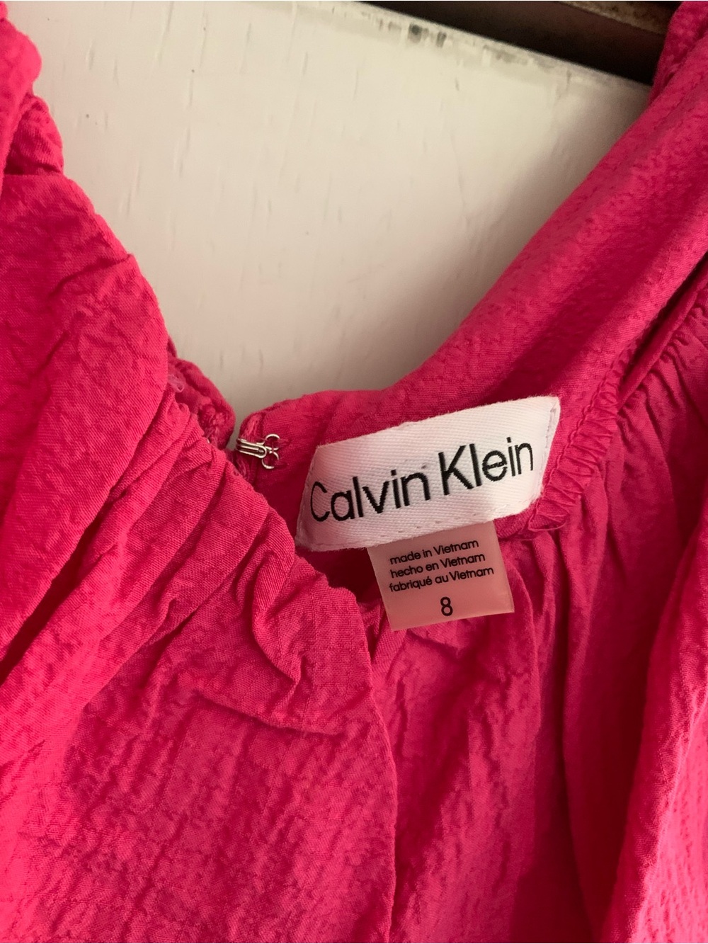 Calvin Klein Vibrant Pink Textured Sleeveless Blouse